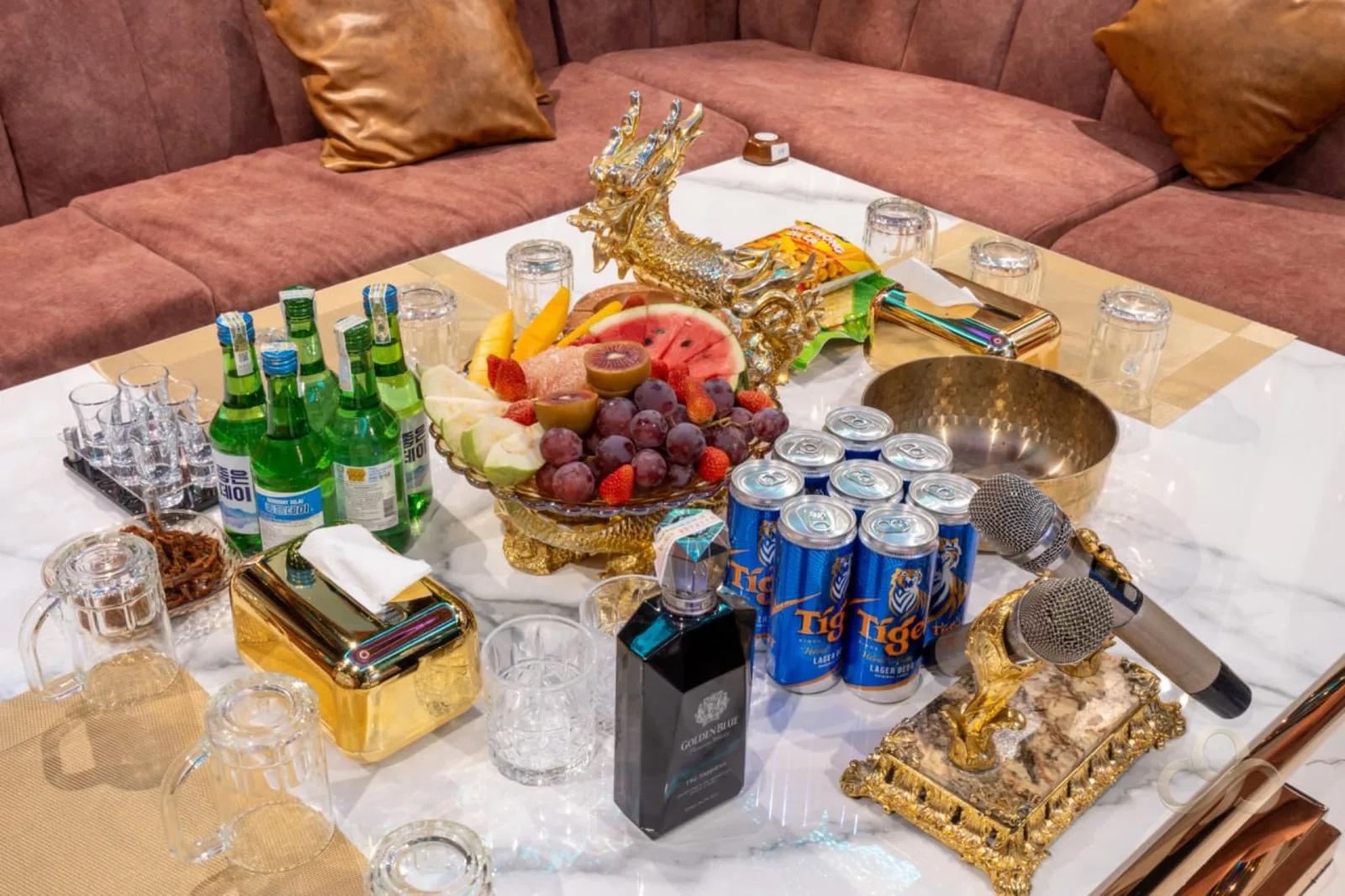 Table set with snacks
