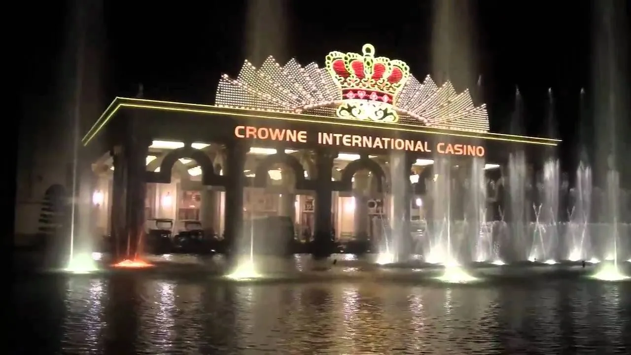 Crown International Casino entrance at night