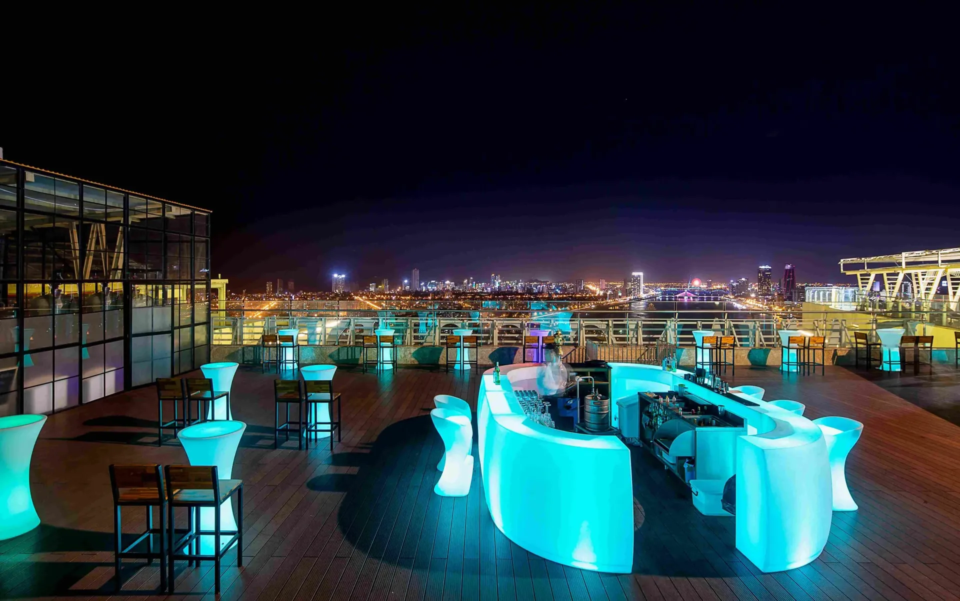 Golden Pool Bar at night