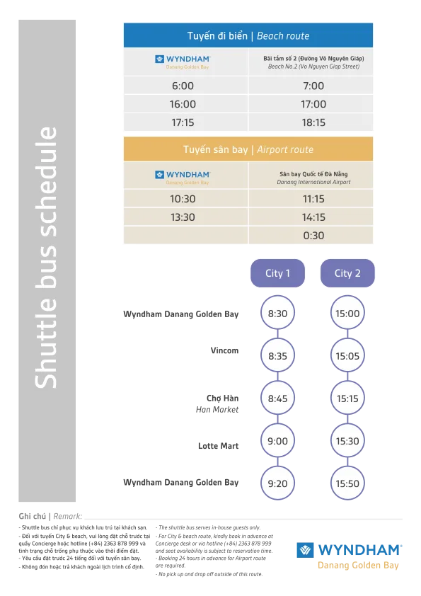 Golden Bay shuttle bus timetable